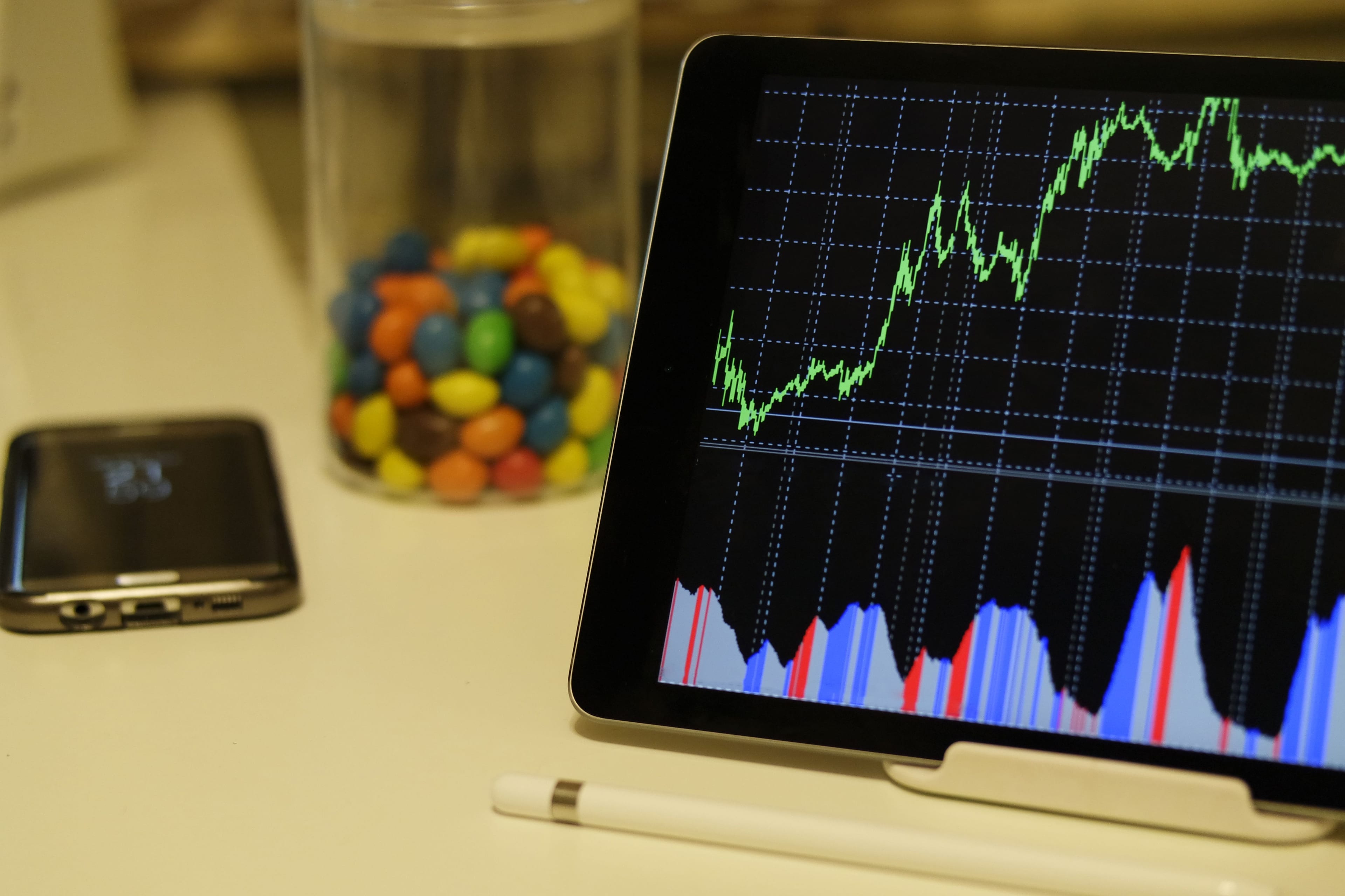 A performance chart displayed on a laptop