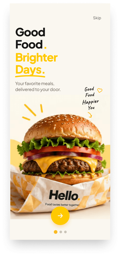 A welcoming first bite. Scroll inside the phone to explore