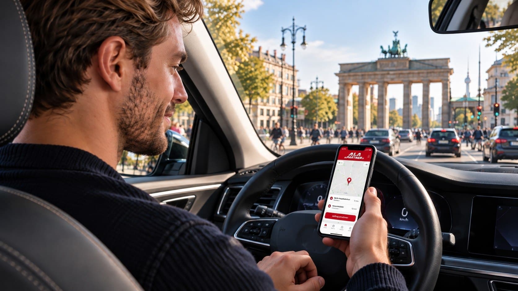 ALA Partener driver using the app while parked in Berlin